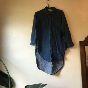 Asymmetrical denim shirt dress